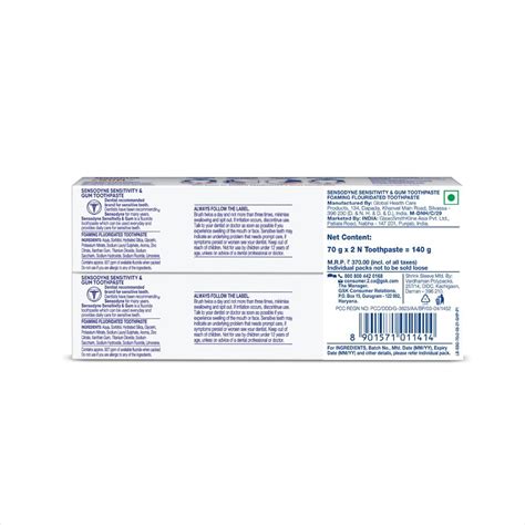 Buy Sensodyne Toothpaste Sensitivity & Gum, Combo Value Pack 140 g (70 ...