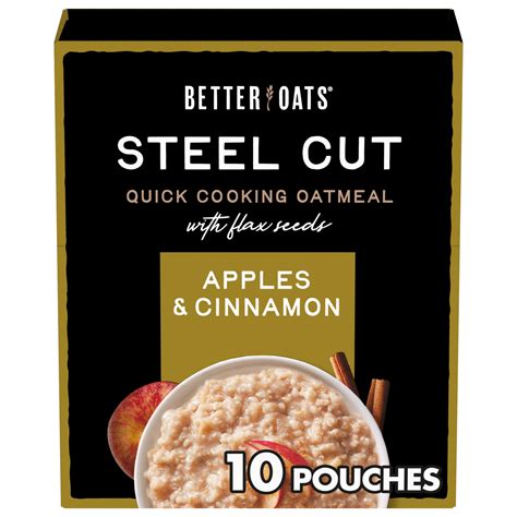 Better Oats Quick Steel Cut Instant Oatmeal with Flax, Apples ...
