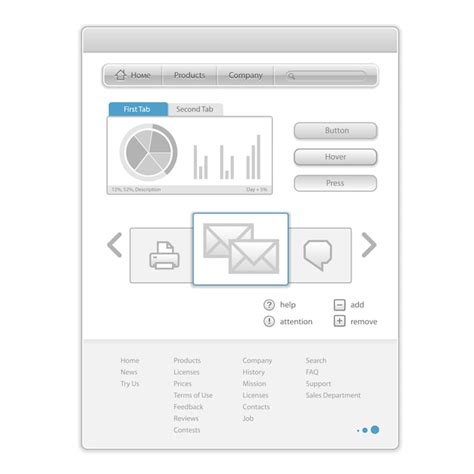 Vector minimalistic web page with interface control elements | Free Vector