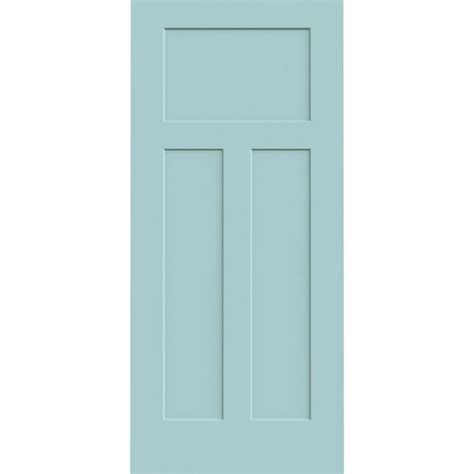 JELD-WEN 36-in x 80-in Caribbean Blue 3-panel Craftsman Smooth Solid ...