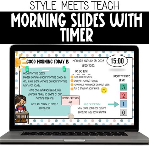 BOHO Morning Slides w/ 15 min. Timer| Morning Meeting Slides| Morning ...