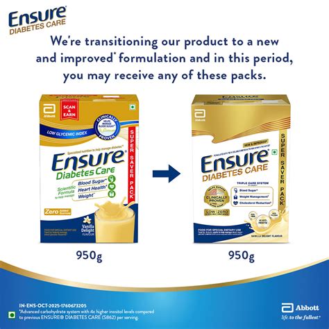 Buy Ensure Diabetes Care Vanilla Delight Flavour Powder for Adults, 950 ...