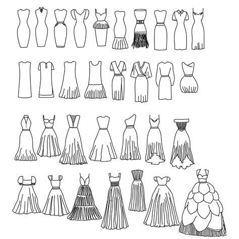 Premium Vector | Hand drawn dress outline illustration set