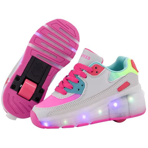 SDSPEED 7 Colors LED Rechargeable Kids Roller Skate Shoes with Single ...
