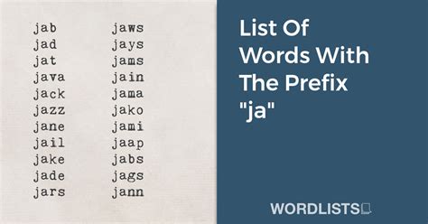 List Of Words With The Prefix "ja"