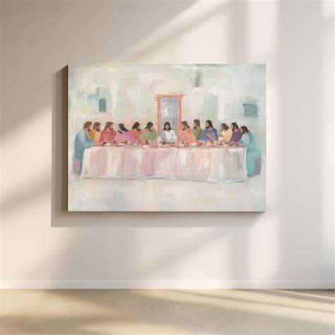 Last Supper Wall Art – At the Table Oil-Style Christian Painting for ...