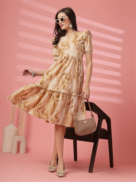 Indibelle Cotton Marble Print Dress (Off White) – indibelle