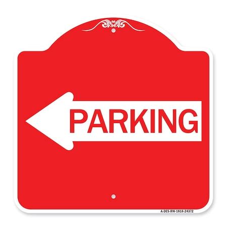 Signmission Designer Series Sign Parking W/ Left Arrow, Red & White ...