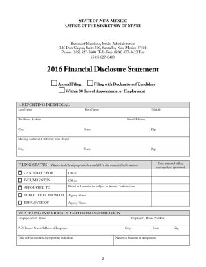 2016-2025 Form NM Financial Disclosure Statement Fill Online, Printable ...