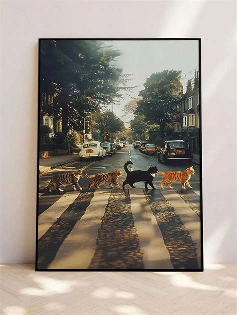 1PC Vintage Monastery Road Cat Spoof Poster, Canvas Print Poster ...