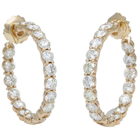 Emerald Cut Diamond Hoops For Sale at 1stDibs