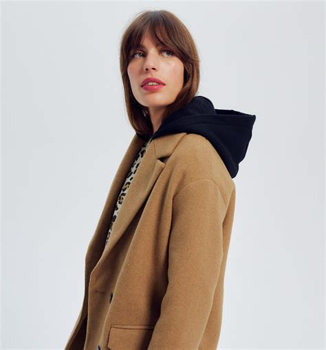 Wool-blend hooded coat - Camel