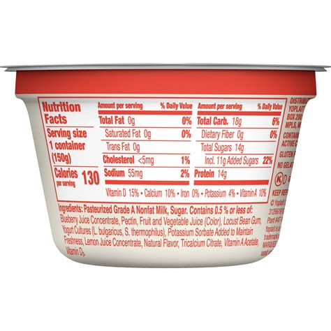Yoplait Greek Yogurt Nutrition Label