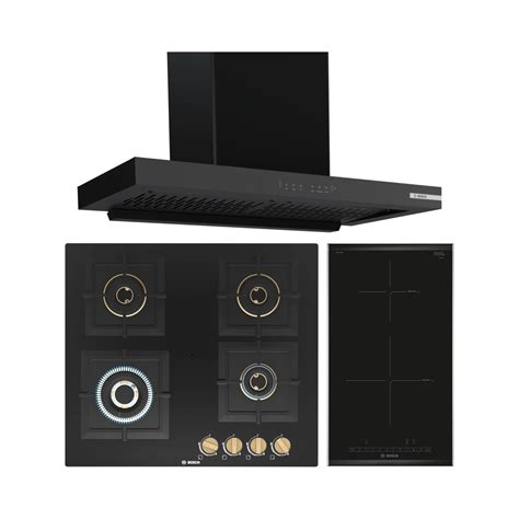 Bosch 90 cm Wall Mounted Chimney DWB98IJ60I + Bosch 60 cm 4 Burner Hob ...