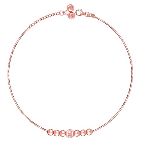 GIVA 925 Silver Rose Gold Beads Anklet | Rakhi Rakshabandhan Gift for ...