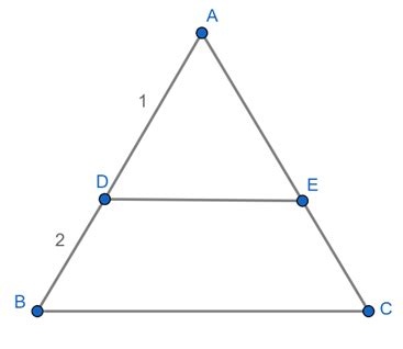 In the adjoining figure, DE is parallel to BC and AD = 1 cm, BD = 2 cm ...