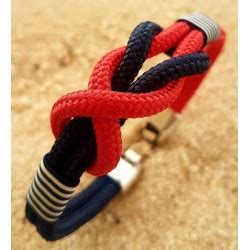 PULSERA AYUSTE SAIL, pulsera con cabo náutico azul navy, rojo y bandera ...