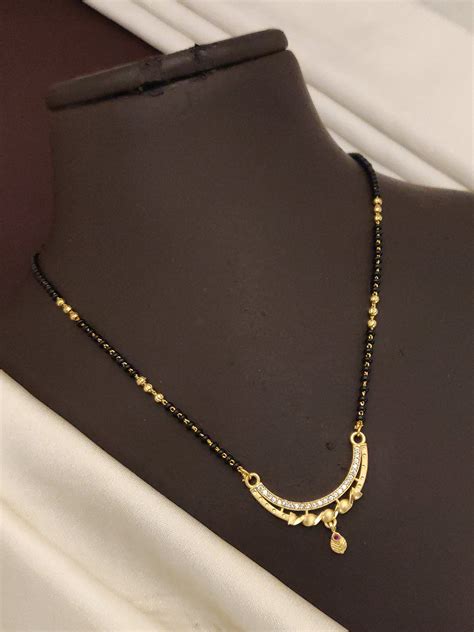 Micro Gold Plated Ad Diamond Studded Fancy Mangalsutra For Women ...