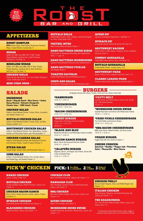 Menu — The Roost Bar and Grill