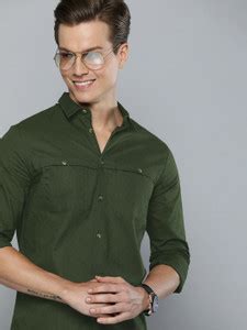 The Indian Garage Co. Men Solid Casual Green Shirt - Buy The Indian ...