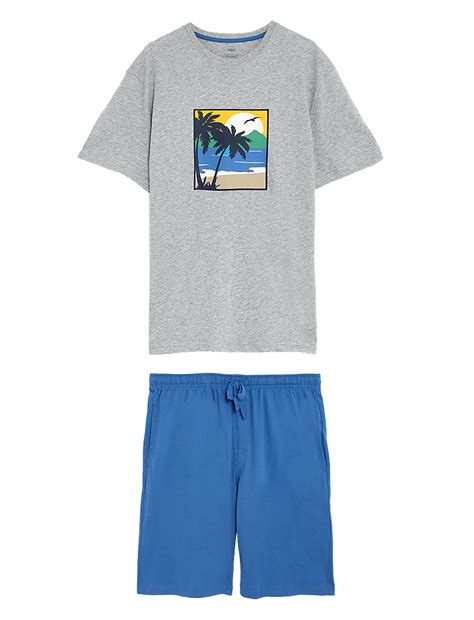 Buy Pure Cotton Palm Tree Pyjama Set at Marks & Spencer