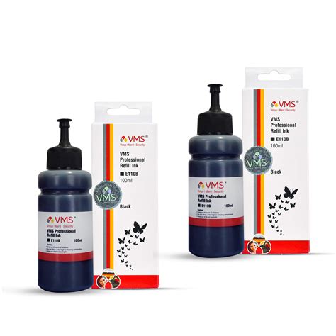 VMS Professional Black 100ml Refill Ink - Pack of 2 | Deep, Crisp, and ...