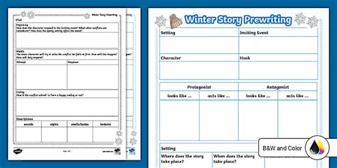 Winter Story Prewriting for 6th-8th Grade (teacher made)