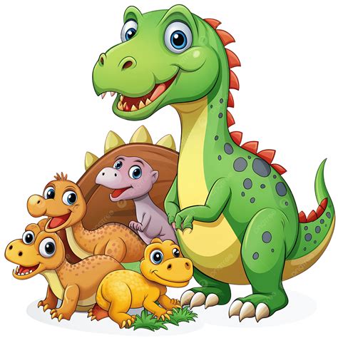Cute Cartoon Dinosaurs Clipart Illustration Perfect For Kids Education ...