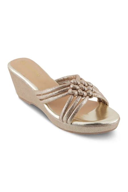 Buy Brown Noor Glittery Clustered Strap Wedges by Crimzon Online at Aza ...