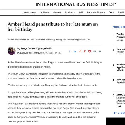 oct 2, 2020 - DAILY MAIL Amber Heard pens a tribute to her late mother ...