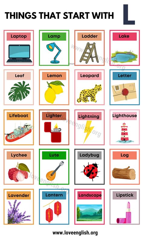 Things that Start with L - Love English
