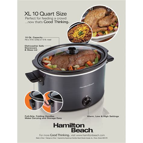 10 Quart Oval Slow Cooker - 33191 | HamiltonBeach.com
