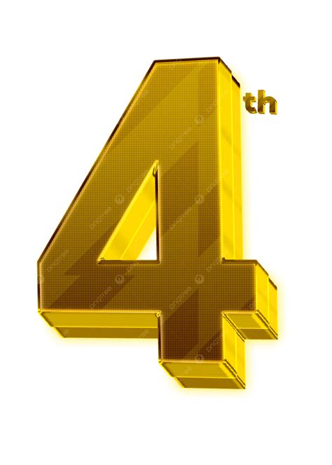 تصميم رقم 4 ذهبي لامع ثلاثي الأبعاد, رقم 4 لامع, الرقم الرابع, رمز PNG ...