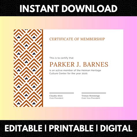 Certificate of Membership Template | Membership Certificate – CreativeRino