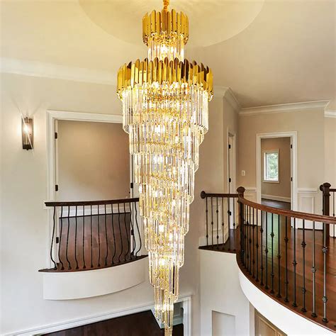 HDC 600*1800MM Golden Luxury Modern Crystal Double Height Chandelier F