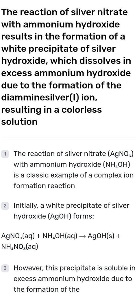 reaction of silver nitrate with nh4oh and observation - Brainly.in