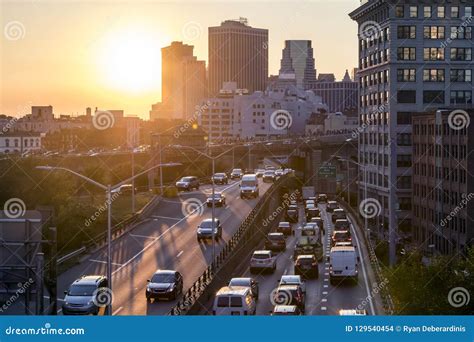 View of Traffic on the Brooklyn Queens Expressway in New York City ...