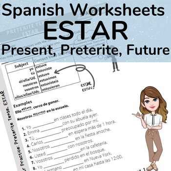 Spanish Verbs Worksheets: ESTAR, Preterite, Present & Future | TPT