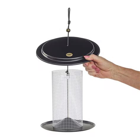 Modern Farmhouse Metal Mesh Sunflower Seed Bird Feeder Black and White