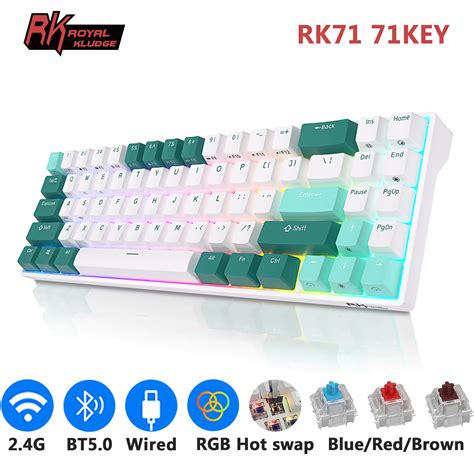 RK ROYAL KLUDGE RK71 Tri-mode Mechanical Keyboard 2.4G Wireless Blueto