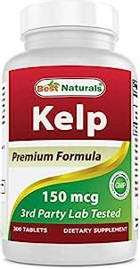 Best Naturals, Kelp 150 mcg (A Natural Source of Iodine), 300 Tablets ...