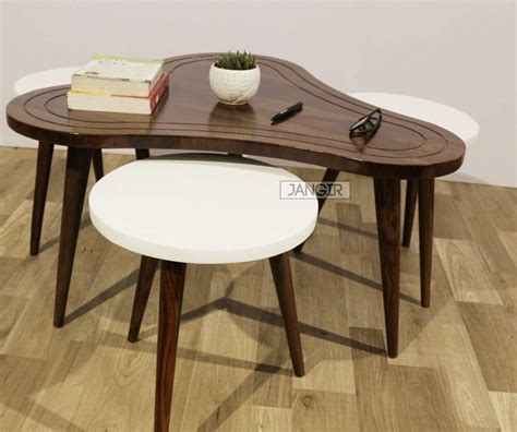 Designer Coffee Table With Stools | Wooden Center Table in Bangalore
