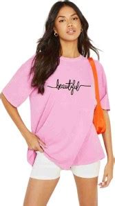 Wingrey Typography Women Round Neck Pink T-Shirt - Buy Wingrey ...