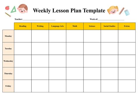 Weekly Lesson Plan Template - Best Templates Resources