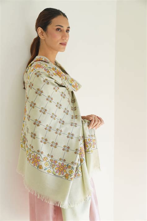 Shop Hand Embroidered Pashmina Shawls, Stoles & Scarves Online