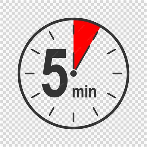 Clock icon with 5 minute time interval countdown timer or stopwatch ...