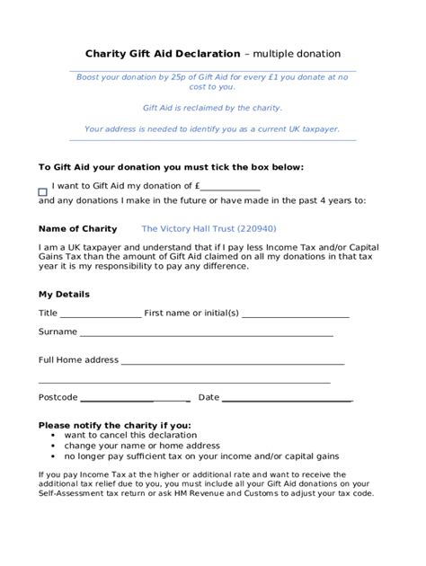 Image result for Downloadable Gift Aid Form