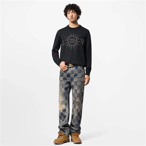 LOUIS VUITTON || Embellished Long-Sleeved Merino Wool Crewneck Pullove ...
