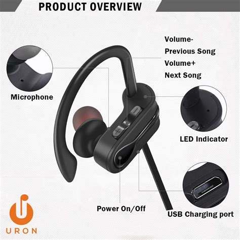 URON IPX1 Sport Wireless Bluetooth Earphone – Anti-Sweat, Hydrophobic ...