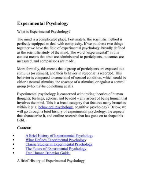 Module 1 What is Experimental Psychology - Experimental Psychology What ...